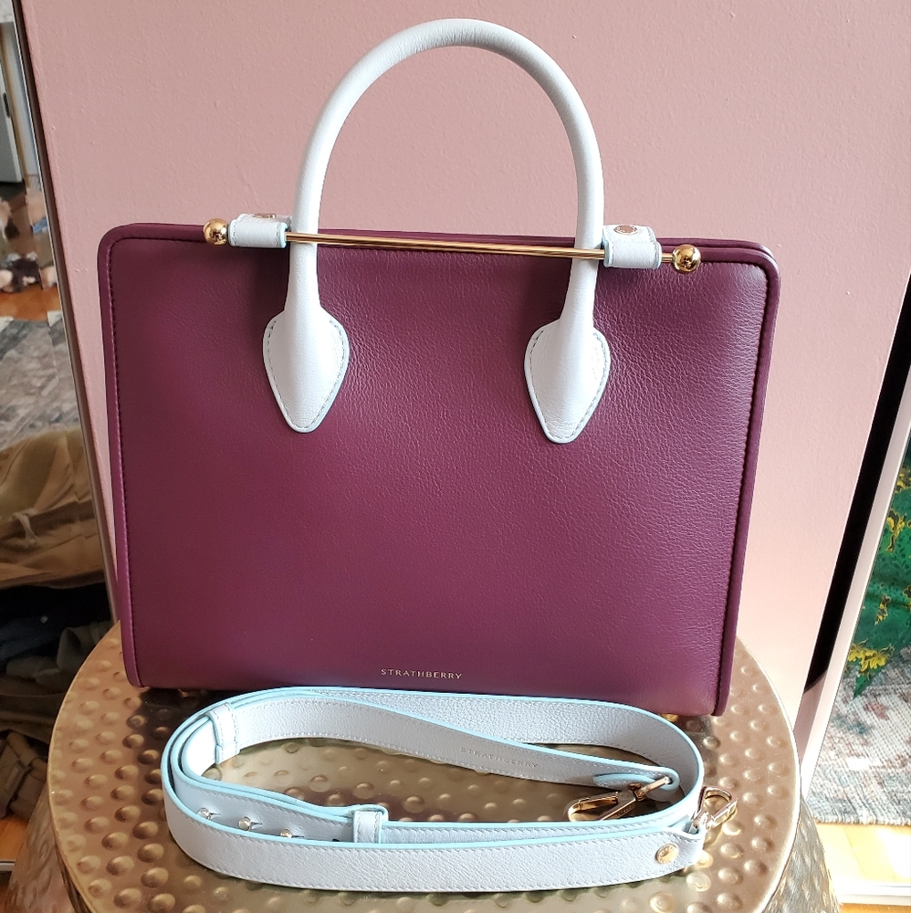 NWT Strathberry Midi Tote Bi Colour in Purple Potion/Illusion Blue
